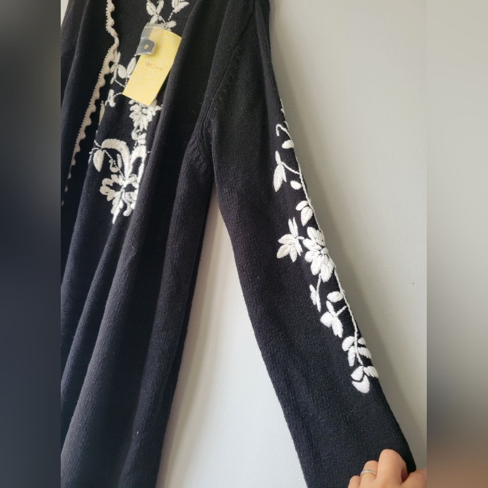 Victor Costa NWT black and white open cardigan L - Picture 4 of 5